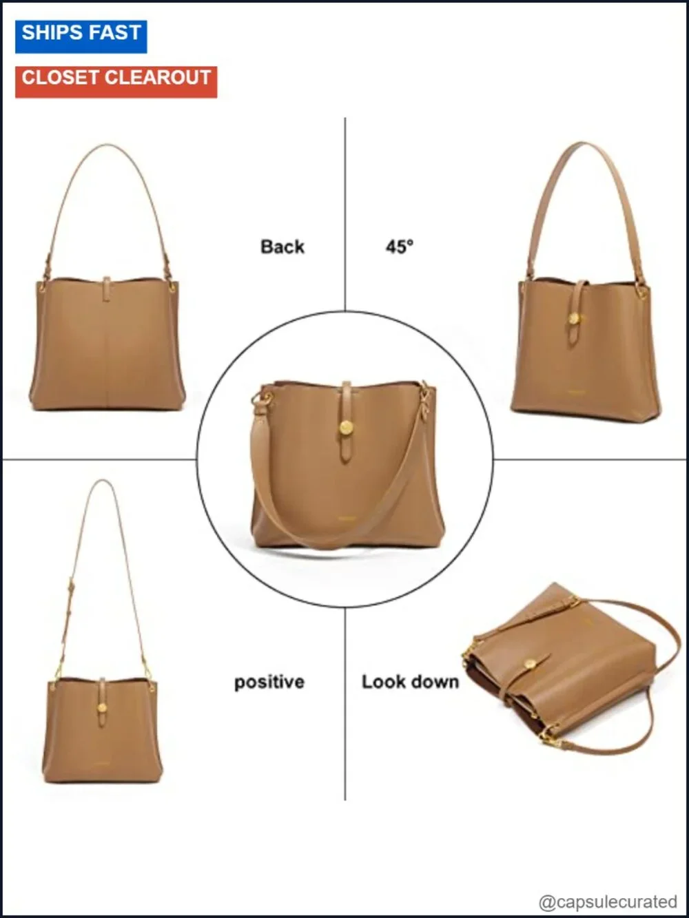 Genuine Leather Bucket Bag Tote Shoulder Purse